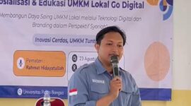 KKN ini bertajuk Digitalisasi Usaha Mikro, Kecil dan Menengah (UMKM) yang bertujuan untuk mendorong pelaku UMKM lokal agar lebih optimal memanfaatkan media digital dalam memasarkan produk - produk yang mereka jual ditengah ketatnya persaingan bisnis saat ini.